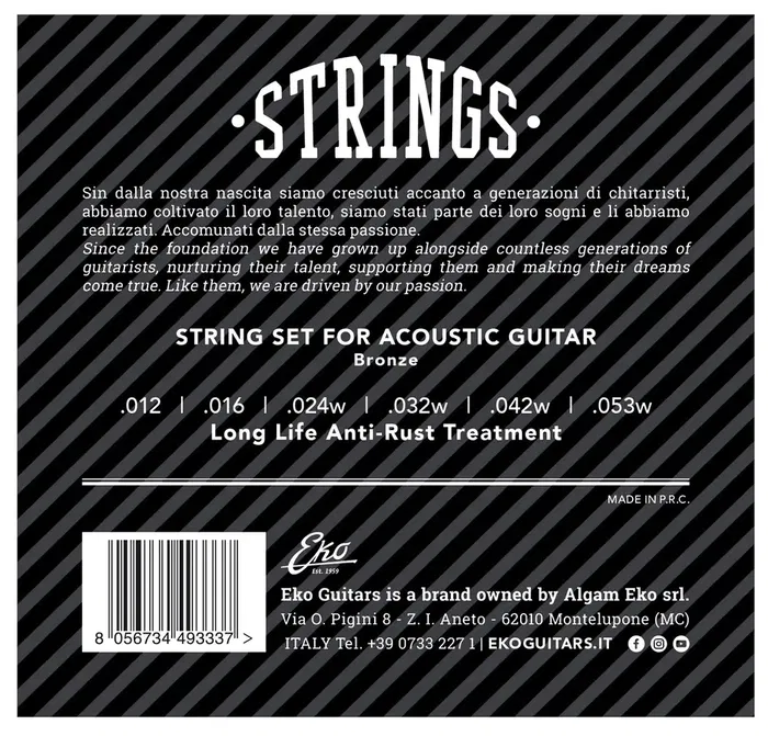 EKO Bronze 80/20 Medium 11-53 Juego de Cuerdas Acústica