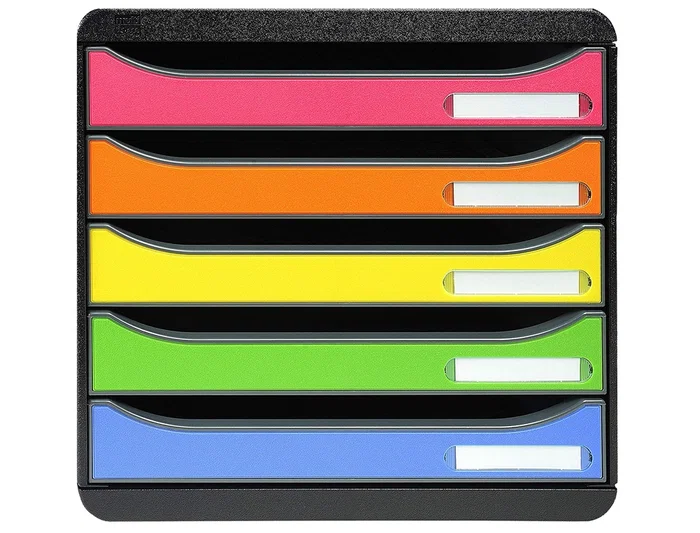 Exacompta Fichero Cajones Sobremesa Big-Box Plus Classic Iderama Arlequín 5 Cajones Multicolores 330x350x245 mm