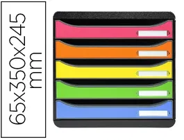 Exacompta Fichero Cajones Sobremesa Big-Box Plus Classic Iderama Arlequín 5 Cajones Multicolores 330x350x245 mm