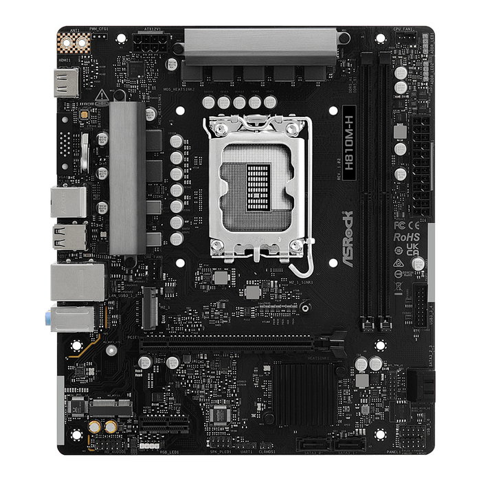 ASRock H810M-H Placa Base Intel H810 mATX, Socket LGA 1851, Compatible con Intel Core Ultra Series 2, DDR5, HDMI 2.1, M.2 NVMe Gen4 (PCIe 4.0)
