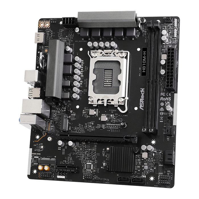 ASRock H810M-H Placa Base Intel H810 mATX, Socket LGA 1851, Compatible con Intel Core Ultra Series 2, DDR5, HDMI 2.1, M.2 NVMe Gen4 (PCIe 4.0)