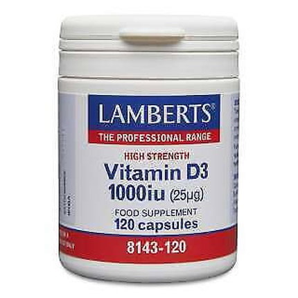 LAMBERTS Vitamina D3 1000 UI, 120 cápsulas