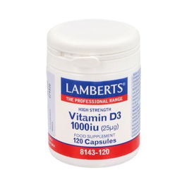 LAMBERTS Vitamina D3 1000 UI 120 Cápsulas. Para Huesos, Dientes y Sistema Inmune. Vitamina D3 de Fácil Absorción.