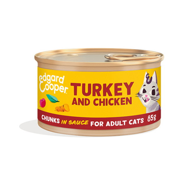 Edgard Cooper EC Feline Adult Trocitos Pavo y Pollo 18x85g Edgard Cooper EC Feline Adult Trocitos Pavo y Pollo 18x85g
