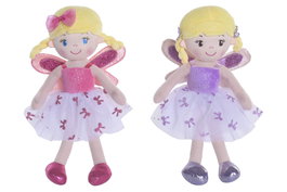 DKD Home Decor Muñecas de Hada Surtidas Fucsia y Lila de Poliéster