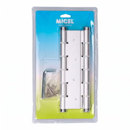 Micel Bisagra de Doble Acción Aluminio Plata Modelo BS10 PL M57004 133 x 180 mm Incluye Tornillos y Llave Allen