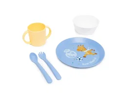 Miniland Vajilla infantil Real Madrid Kiddie Meal Set de 5 Piezas - Plato, Bol, Vaso y Cubiertos para Bebé y BLW