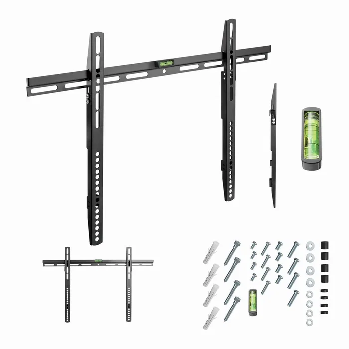 Gembird WM-70F-02 Soporte de Pared para TV Acero Negro, Compatible 37" a 70" (94-177,8 cm), VESA hasta 600x400 mm, Nivel Integrado