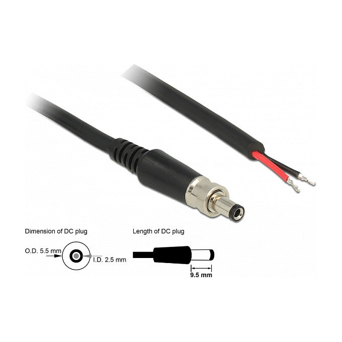 DeLOCK Cable de alimentación DC 5,5 x 2,5 x 9,5 mm 89908 DeLOCK Cable de alimentación DC 5,5 x 2,5 x 9,5 mm 89908