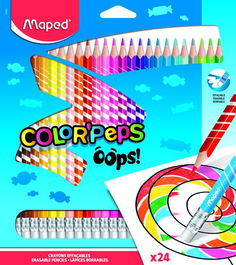 Lapices De Colores Maped Color´Peps Borrable Oops! Resina Estuche De 24 Con Goma (Set de 12)