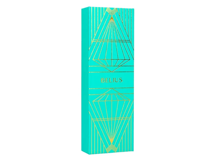 Belius Boligrafo Soiree Aluminio Art Deco Turquesa y Dorado Tinta Azul Caja de Diseño Punta 0,8 mm