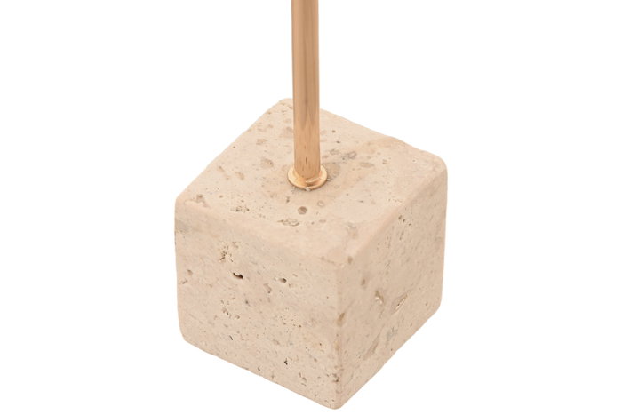 DKD Home Decor Candelabro Dorado Beige Metal y Mármol Travertino Set de 2 4x25x4 cm