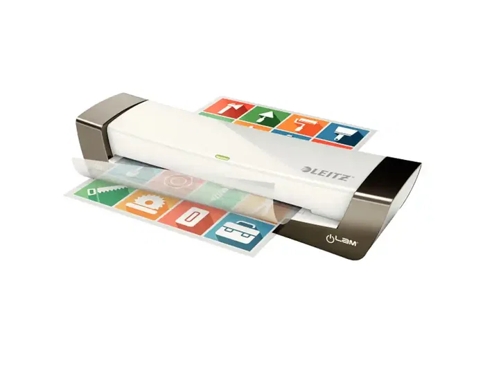 Leitz ILAM OFFICE Plastificadora DIN A4, 2 Rodillos, Hasta 125 micras, Color Blanco/Plata