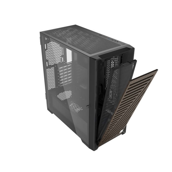 Phoenix technologies Caja Ordenador Artisan Noble, Frontal Madera, Cristal Templado, Gaming, ATX