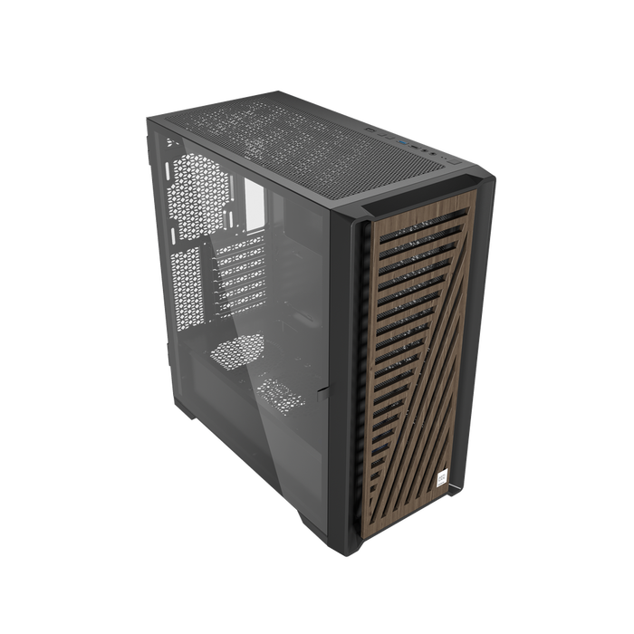 Phoenix technologies Caja Ordenador Artisan Noble, Frontal Madera, Cristal Templado, Gaming, ATX