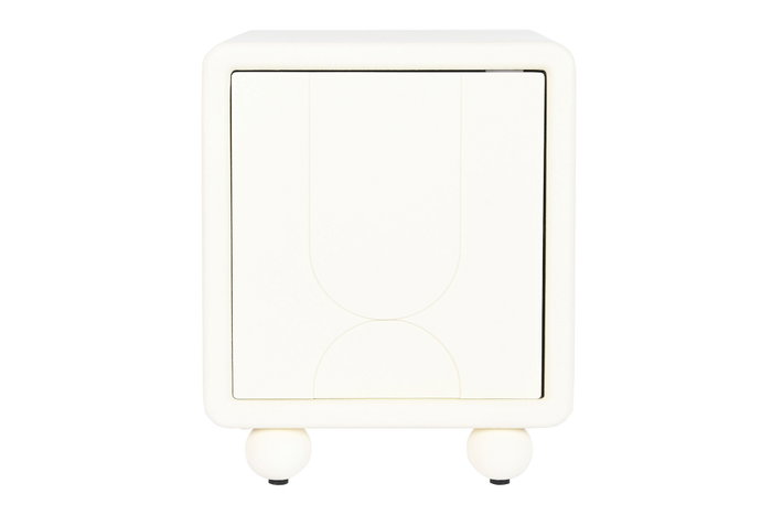 DKD Home Decor Mesita de Noche Moderna Blanco 1 Puerta 40 x 55 x 45 cm