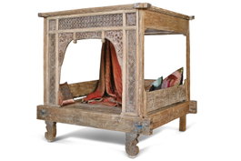 DKD Home Decor Cama Con Dosel Indonesia 1c24 Natural 160 x 206 x 225 cm