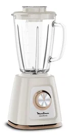 Moulinex LM430A10 Blendforce Batidora de Vaso, 800W, Jarra de Vidrio 1.75L, Picahielos, 2 Velocidades, Color Crema