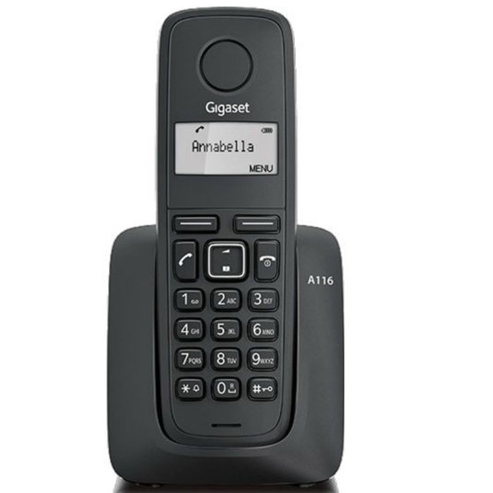 Gigaset A116 Teléfono Inalámbrico Negro con Identificador de Llamadas Gigaset A116 Teléfono Inalámbrico Negro con Identificador de Llamadas