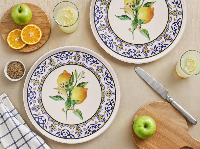 Hermia Juego de Platos de Servicio de Cerámica (6 Piezas) en Amarillo, Azul, Blanco y Verde Hermia Juego de Platos de Servicio de Cerámica (6 Piezas) en Amarillo, Azul, Blanco y Verde