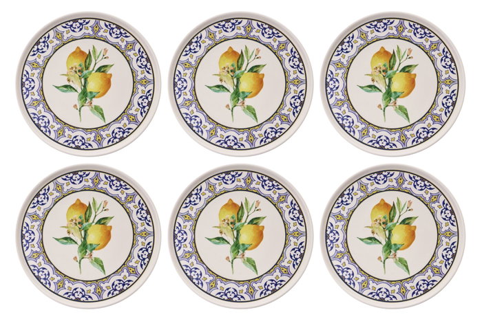 Hermia Juego de Platos de Servicio de Cerámica (6 Piezas) en Amarillo, Azul, Blanco y Verde Hermia Juego de Platos de Servicio de Cerámica (6 Piezas) en Amarillo, Azul, Blanco y Verde