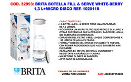 BRITA Botella Fill & Serve White-Berry 1,3 L + Microdispositivo