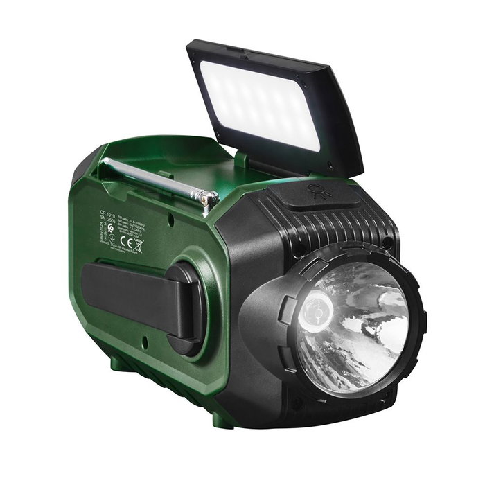 Camry CR1919 Radio Multifunción de Emergencia con Carga Solar/Dinamo/USB-C, Bluetooth 5.0, Linterna LED, Power Bank 4000 mAh, Pantalla LCD, Verde Camry CR1919 Radio Multifunción de Emergencia con Carga Solar/Dinamo/USB-C, Bluetooth 5.0, Linterna LED, Power Bank 4000 mAh, Pantalla LCD, Verde