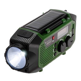 Camry CR1919 Radio Multifunción de Emergencia con Carga Solar/Dinamo/USB-C, Bluetooth 5.0, Linterna LED, Power Bank 4000 mAh, Pantalla LCD, Verde
