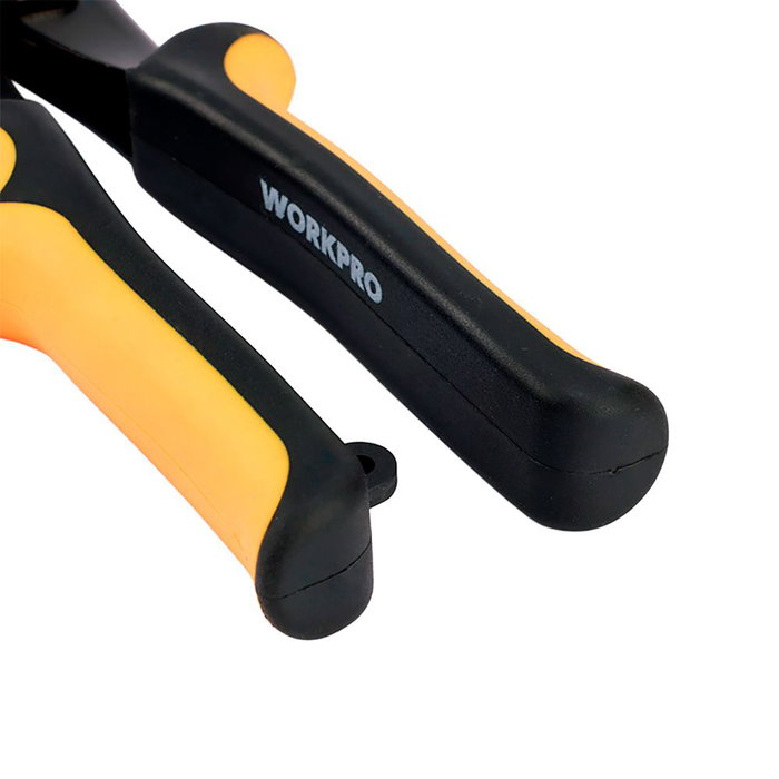 Workpro Tijera para Chapa de Corte Recto, 250 mm, Mango Ergonómico - Para Cortar Vinilo, Plástico y Goma