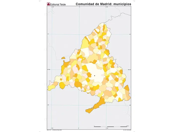 Teide Mapa Mudo Color Din A4 Comunidad de Madrid Político 210 x 297 mm