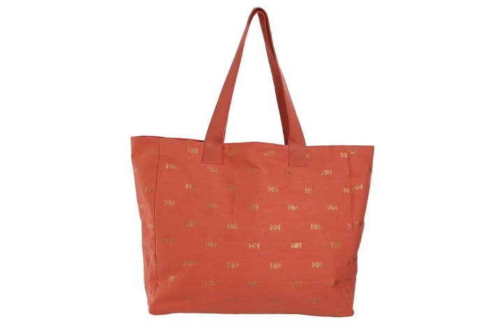 DKD Home Decor Bolso Mediterraneo Azul Coral Beige 55 x 14 x 35 cm Algodon Poliester