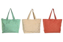 DKD Home Decor Bolso Mediterraneo Azul Coral Beige 55 x 14 x 35 cm Algodon Poliester