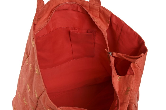 DKD Home Decor Bolso Mediterraneo Azul Coral Beige 55 x 14 x 35 cm Algodon Poliester