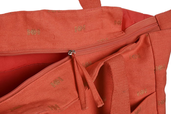 DKD Home Decor Bolso Mediterraneo Azul Coral Beige 55 x 14 x 35 cm Algodon Poliester