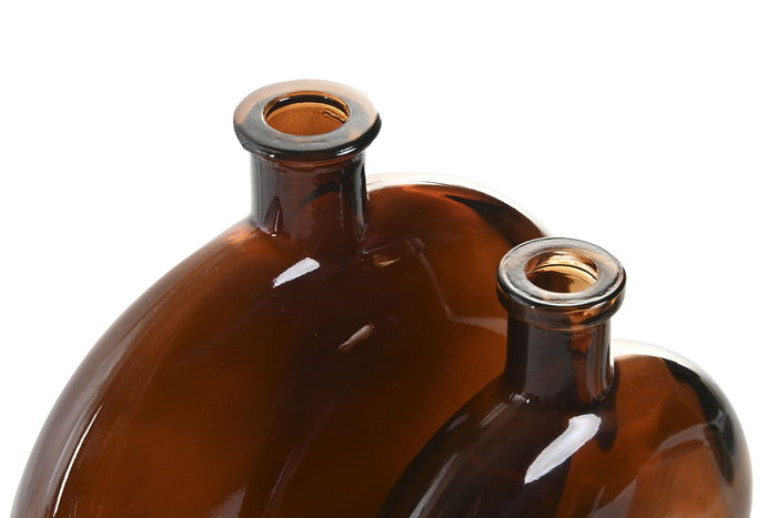 DKD Home Decor Jarrón Moderno Marrón Cristal Set de 2 (4 Unidades) 5 x 18.5 x 16.5 cm