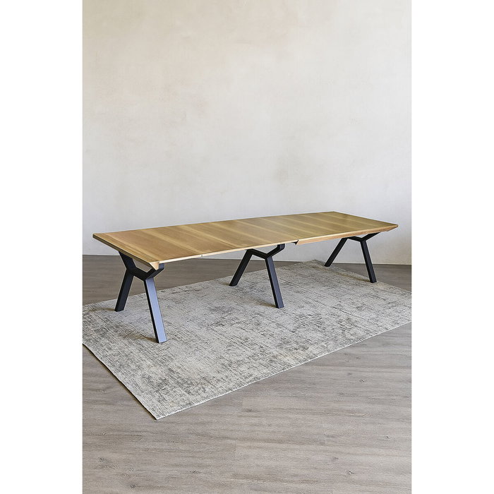 DKD Home Decor Mesa de Comedor Extensible Metal y MDF Marrón y Negro