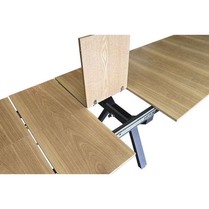 DKD Home Decor Mesa de Comedor Extensible Metal y MDF Marrón y Negro