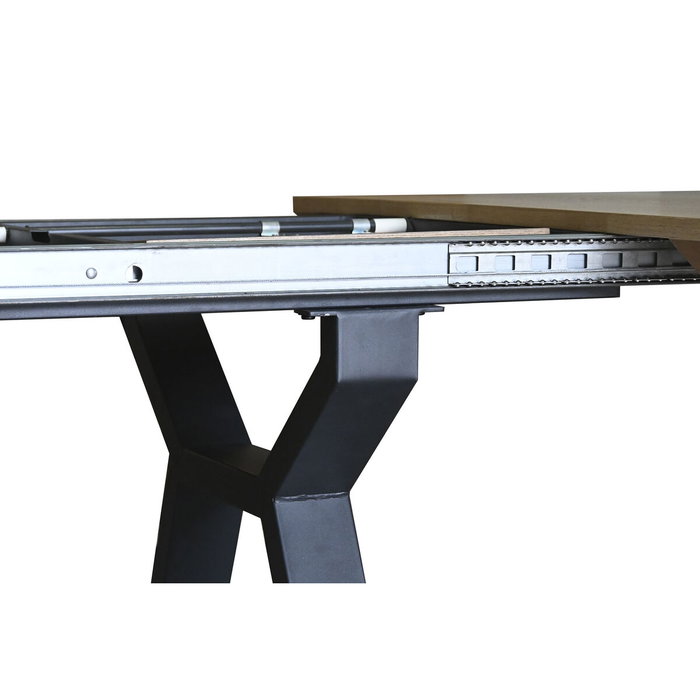 DKD Home Decor Mesa de Comedor Extensible Metal y MDF Marrón y Negro
