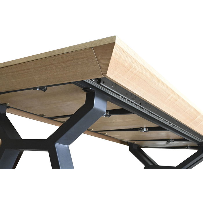 DKD Home Decor Mesa de Comedor Extensible Metal y MDF Marrón y Negro