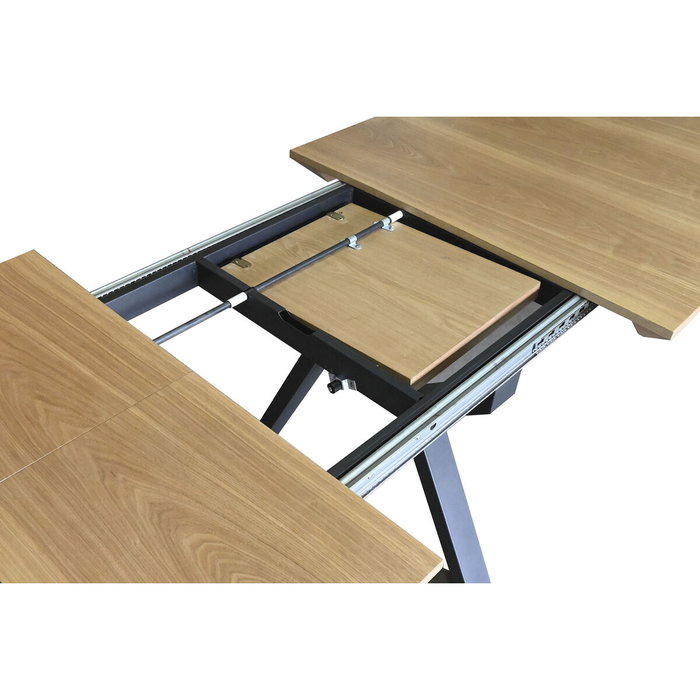 DKD Home Decor Mesa de Comedor Extensible Metal y MDF Marrón y Negro