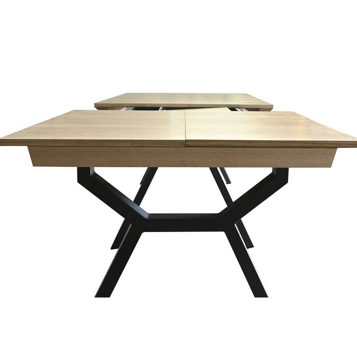DKD Home Decor Mesa de Comedor Extensible Metal y MDF Marrón y Negro
