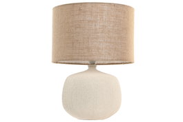 DKD Home Decor Lámpara de Sobremesa de Gres y Yute, Natural Crema