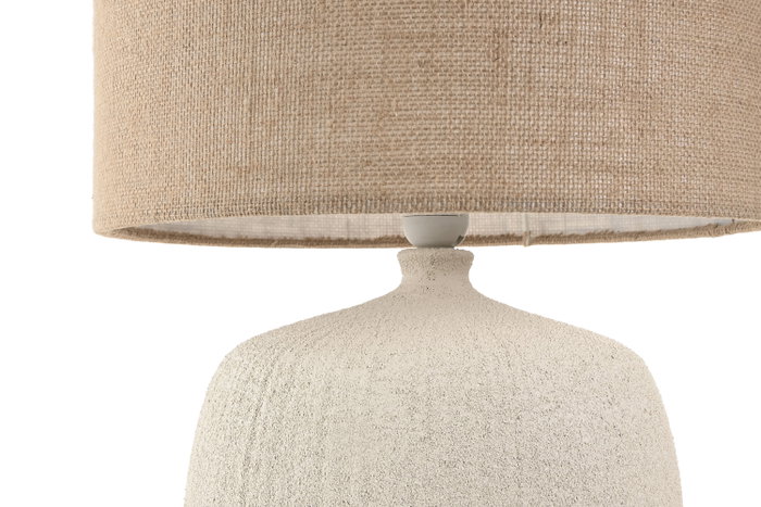 DKD Home Decor Lámpara de Sobremesa de Gres y Yute, Natural Crema