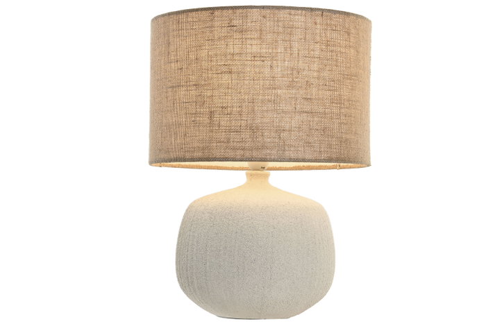 DKD Home Decor Lámpara de Sobremesa de Gres y Yute, Natural Crema