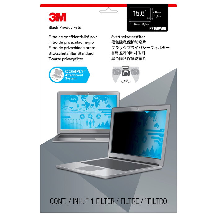 3M Filtro de protección para notebooks de 15.6 pulgadas con sistema COMPLY