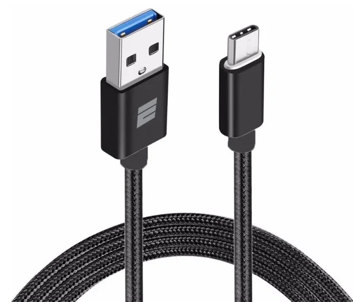 Eightt ECT-3B - Cable USB-A a USB-C 3.2 Gen 1 (5 Gbps) de 1 metro con revestimiento de nylon trenzado negro