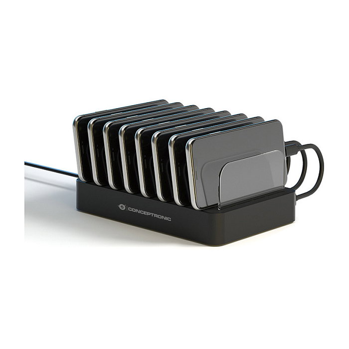 Conceptronic OZUL02B Estación de Carga 75W con 8 Puertos y Soporte Apple Watch Conceptronic OZUL02B Estación de Carga 75W con 8 Puertos y Soporte Apple Watch