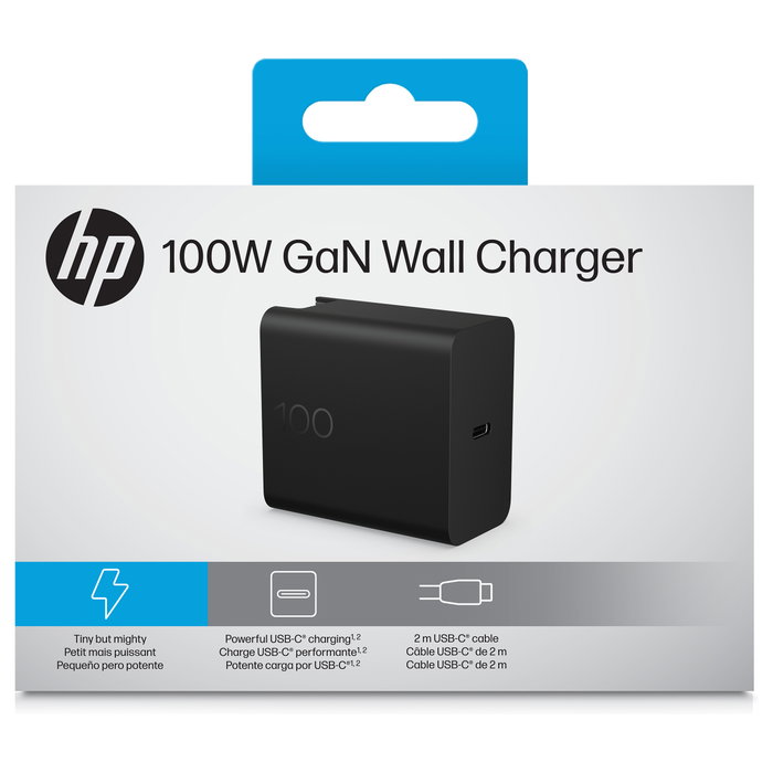 HP Cargador de pared GaN USB-C 100W Negro