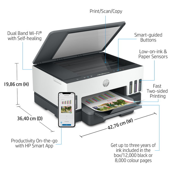 HP Smart Tank 7005 Multifunción Inyección de Tinta Color A4 Gris/Blanco