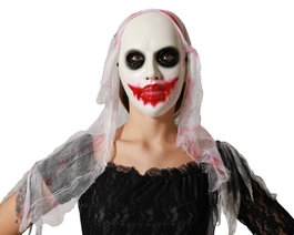 Atosa Máscara de Zombie con detalles de heridas y carne desgarrada, Blanco